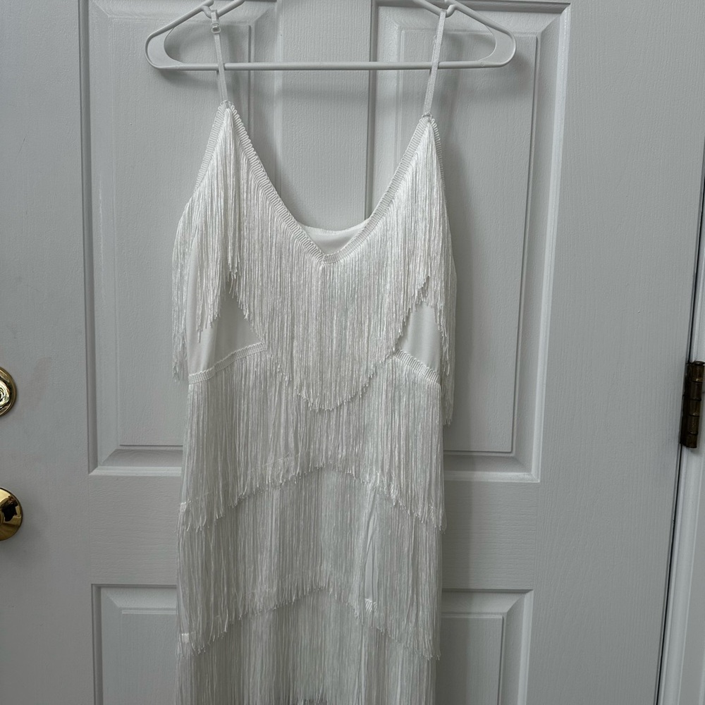 White Fringe Dress